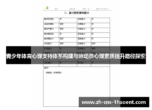青少年体育心理支持体系构建与运动员心理素质提升路径探索