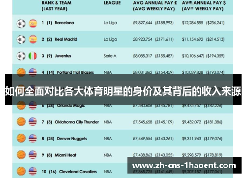 如何全面对比各大体育明星的身价及其背后的收入来源